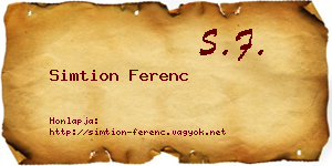 Simtion Ferenc névjegykártya